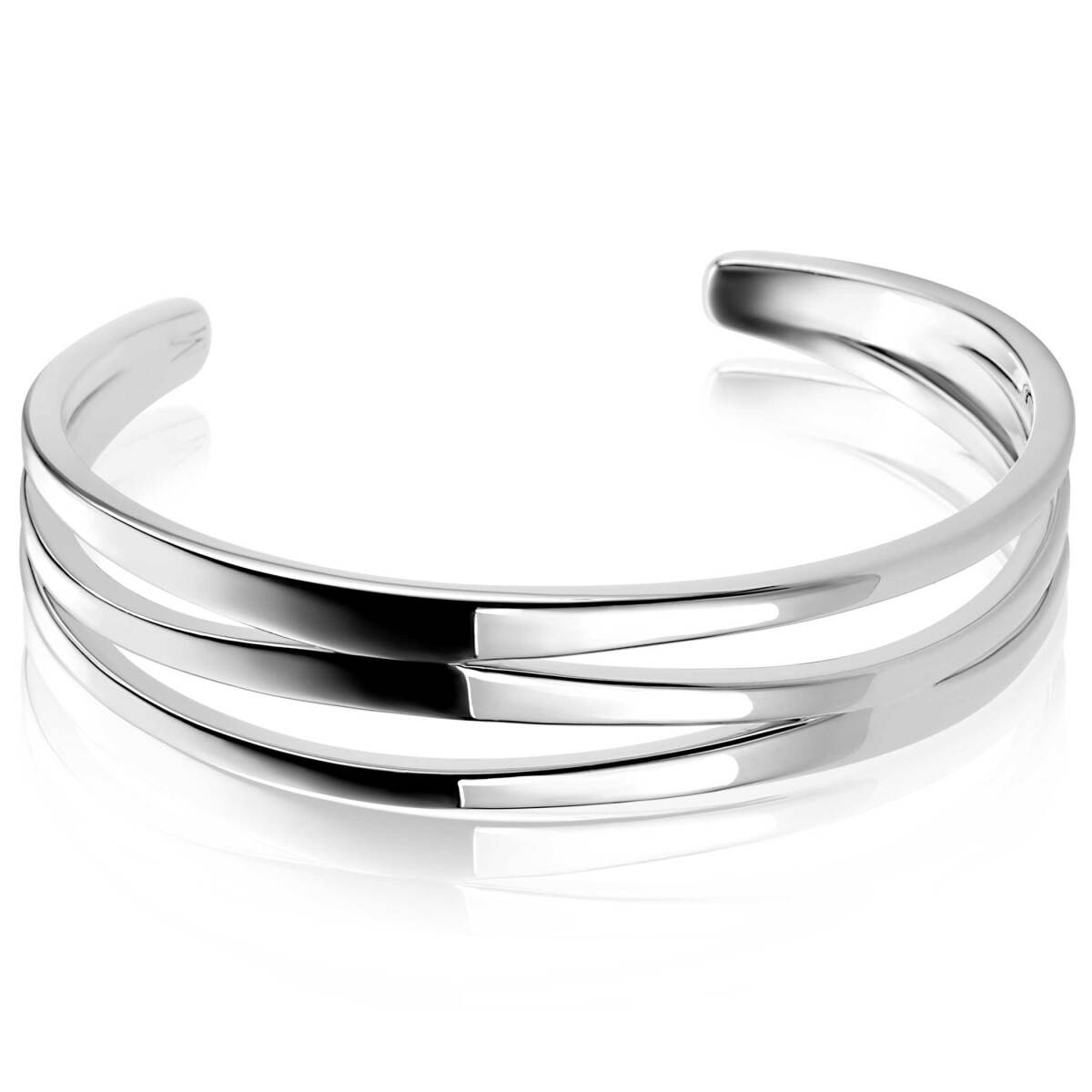 Zinzi x Mart Visser MVA25 zilveren klemarmband met gekruiste banen 16 mm breed - Diameter 60 mm