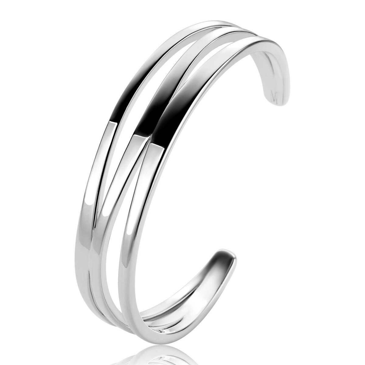 Zinzi x Mart Visser MVA25 zilveren klemarmband met gekruiste banen 16 mm breed - Diameter 60 mm