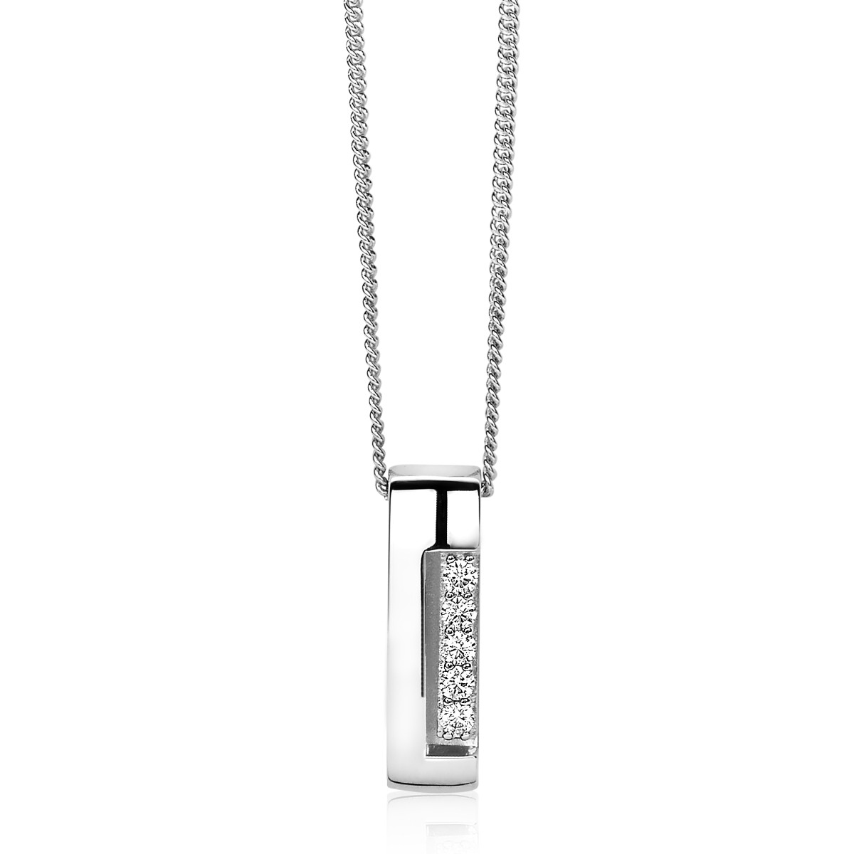 Zinzi x Mart Visser MVC17 zilveren ketting met zirkonia bar - Lengte 45 cm
