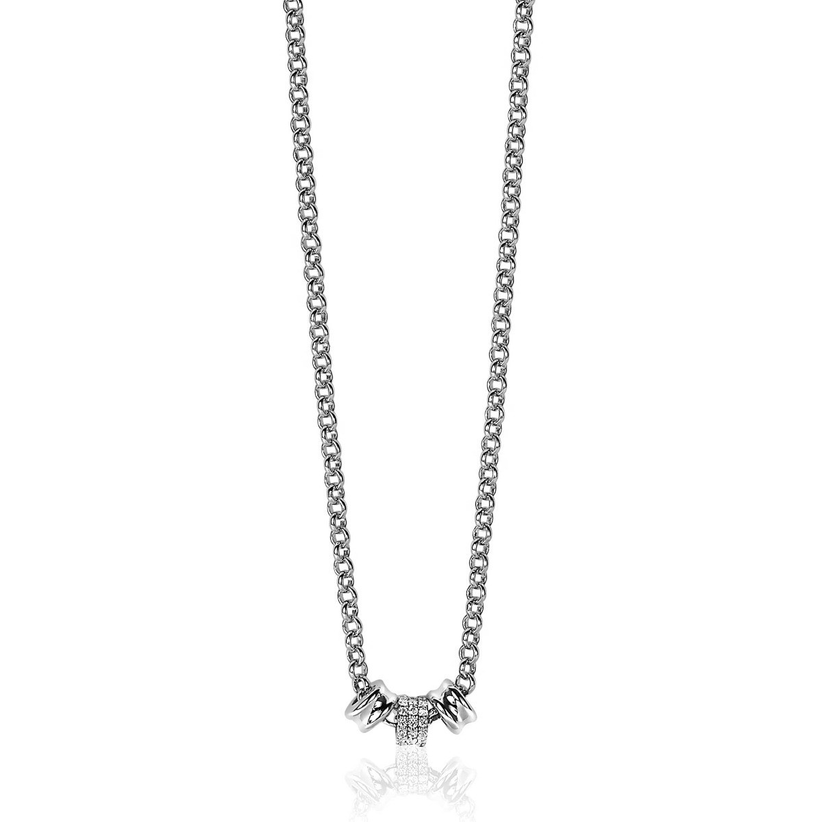Zinzi x Mart Visser MVC23 zilveren ketting met zirkonia rond 4.6 mm breed - Lengte 45 cm