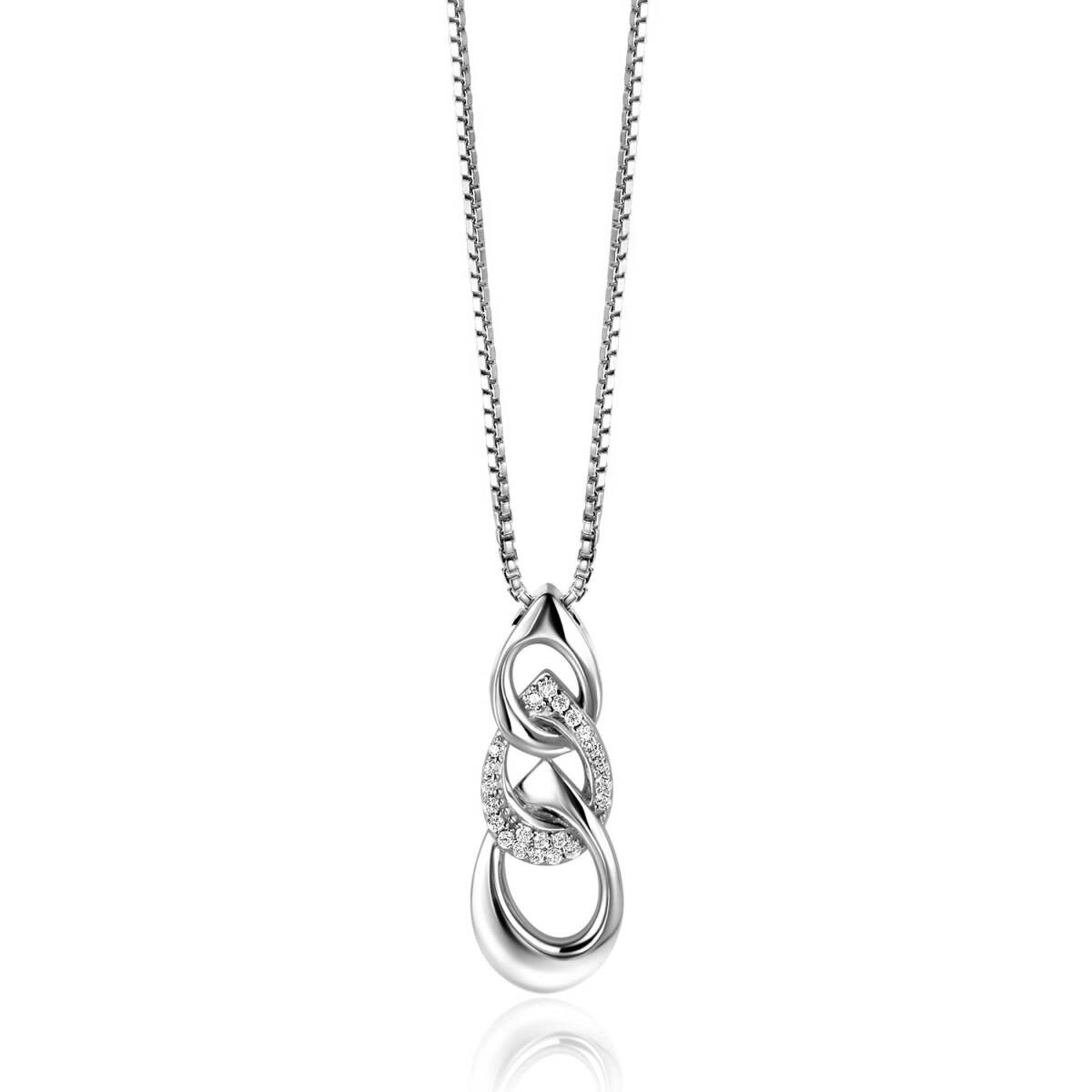 Zinzi x Mart Visser MVC24 zilveren ketting met peervormige schakels 11 mm breed - Lengte 42-45 cm