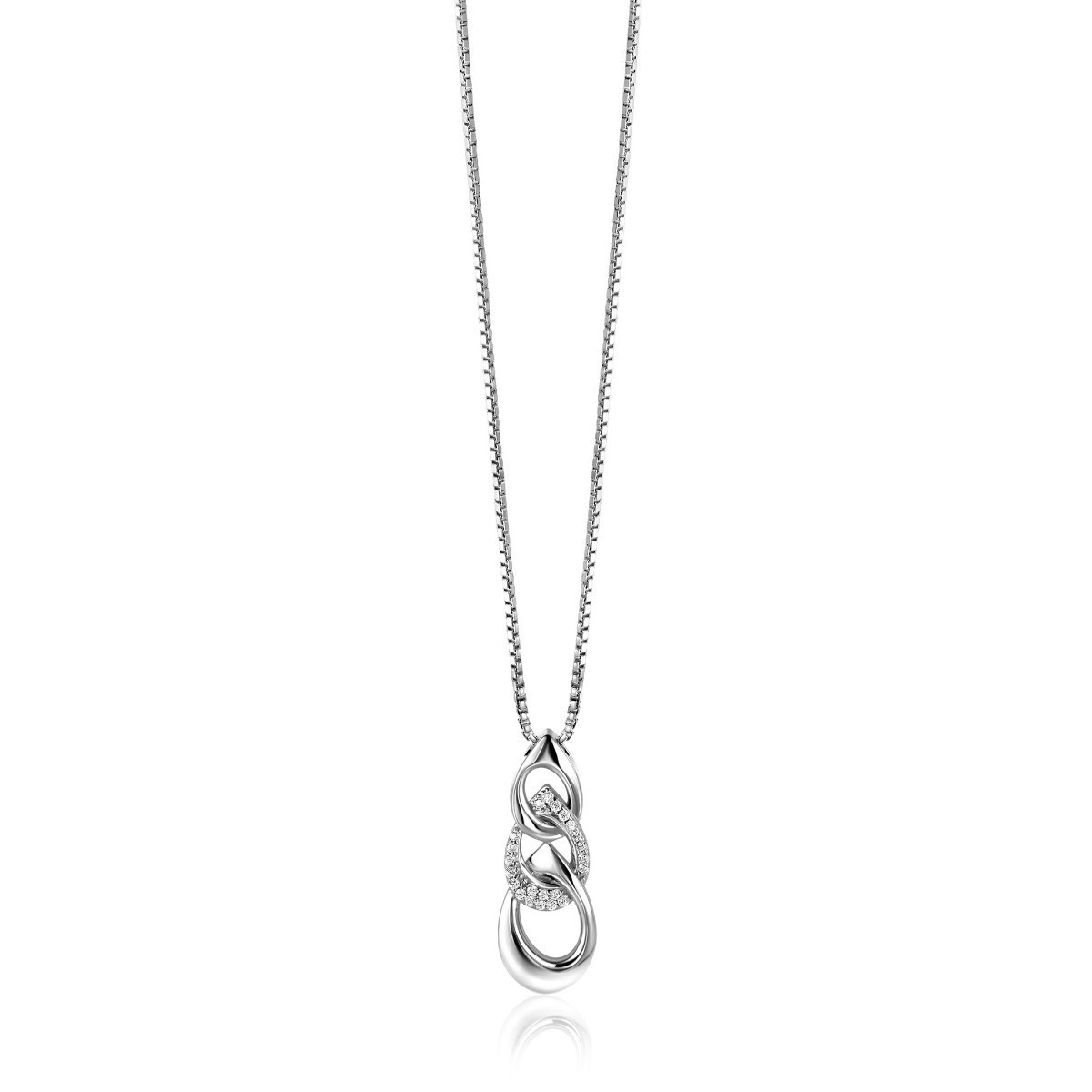 Zinzi x Mart Visser MVC24 zilveren ketting met peervormige schakels 11 mm breed - Lengte 42-45 cm