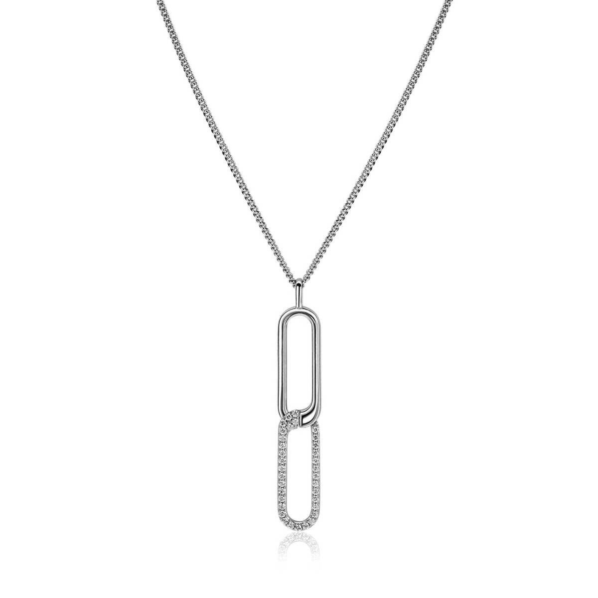 Zinzi x Mart Visser MVC28 zilveren ketting met hanger 7.7 mm breed - Lengte 45-47 cm