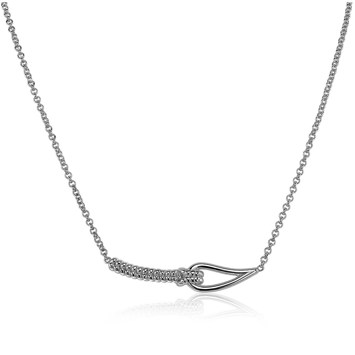 Zinzi x Mart Visser MVC9 zilveren ketting met hanger knoop 40 mm breed - Lengte 45 cm