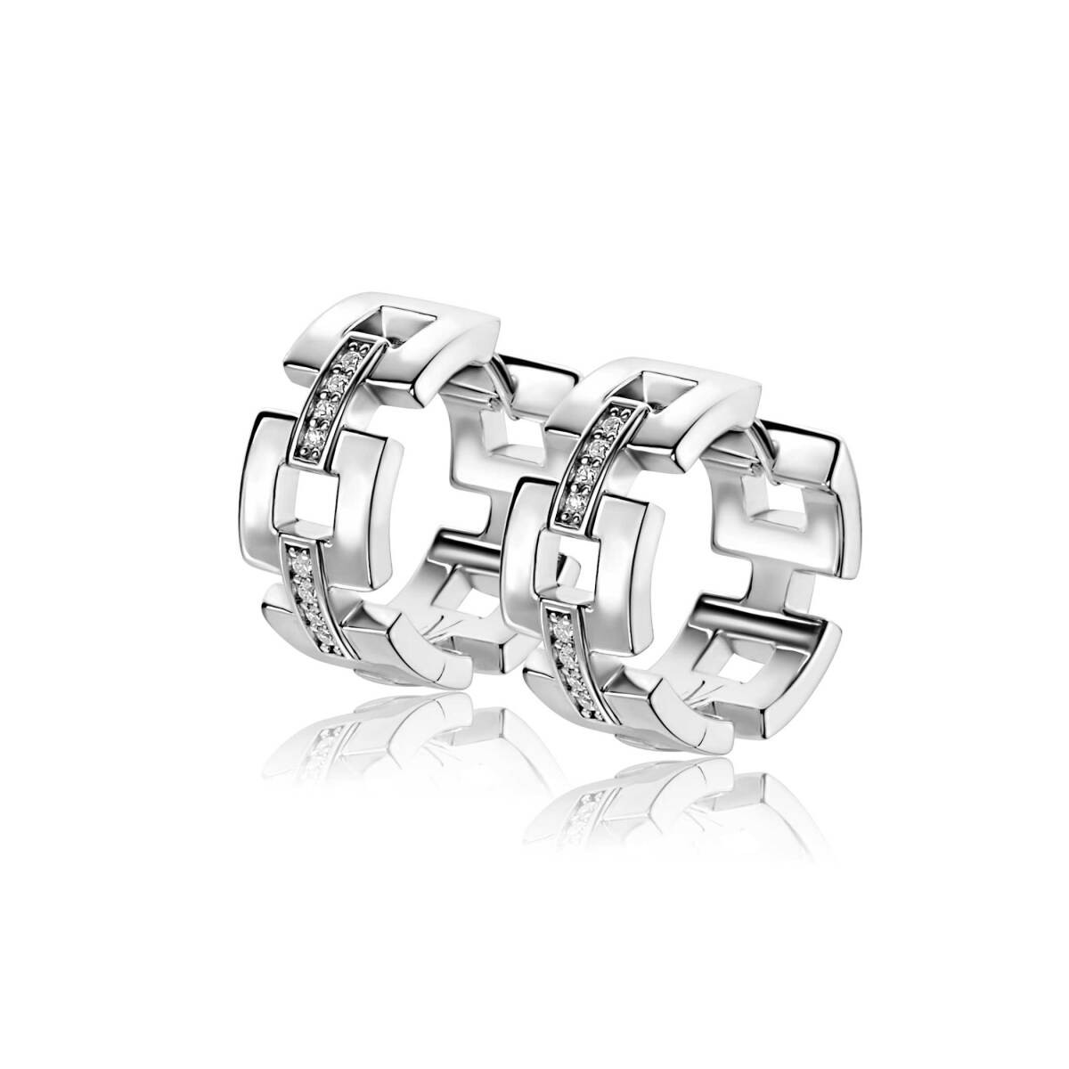 Zinzi x Mart Visser MVCR27 zilveren oorringen met zirkonia 8 mm breed - Diameter 18 mm