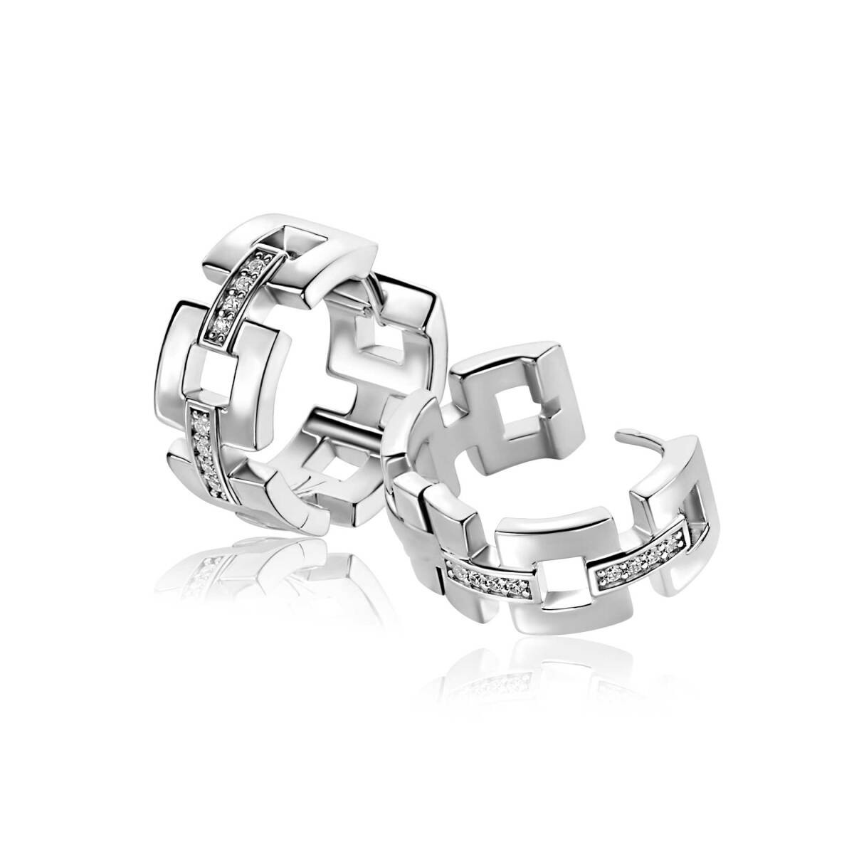 Zinzi x Mart Visser MVCR27 zilveren oorringen met zirkonia 8 mm breed - Diameter 18 mm