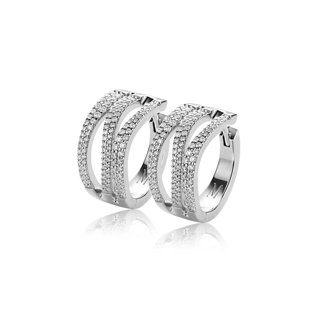 Zinzi x Mart Visser MVO26 zilveren oorringen met zirkonia 10 mm breed - Diameter 18 mm