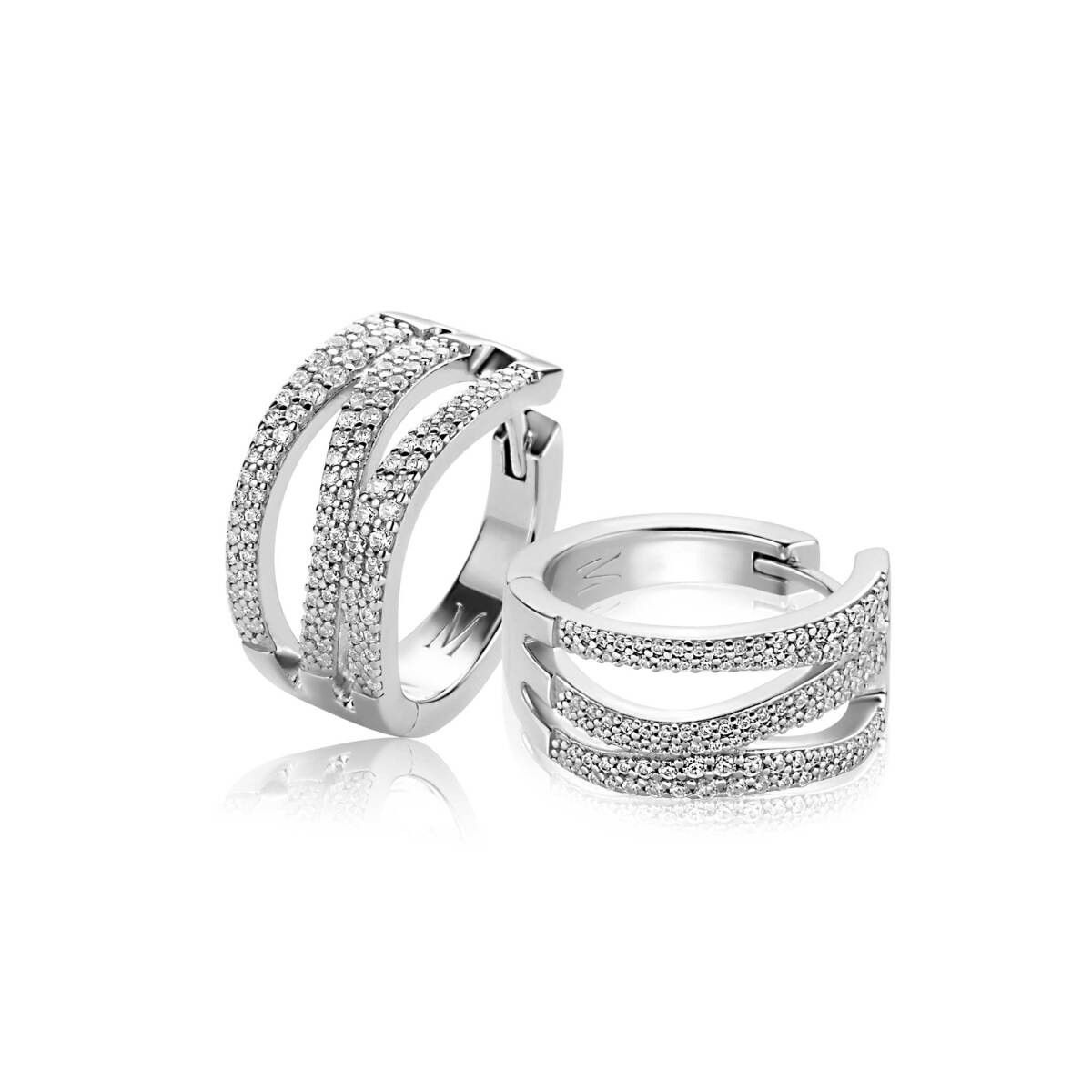 Zinzi x Mart Visser MVO26 zilveren oorringen met zirkonia 10 mm breed - Diameter 18 mm
