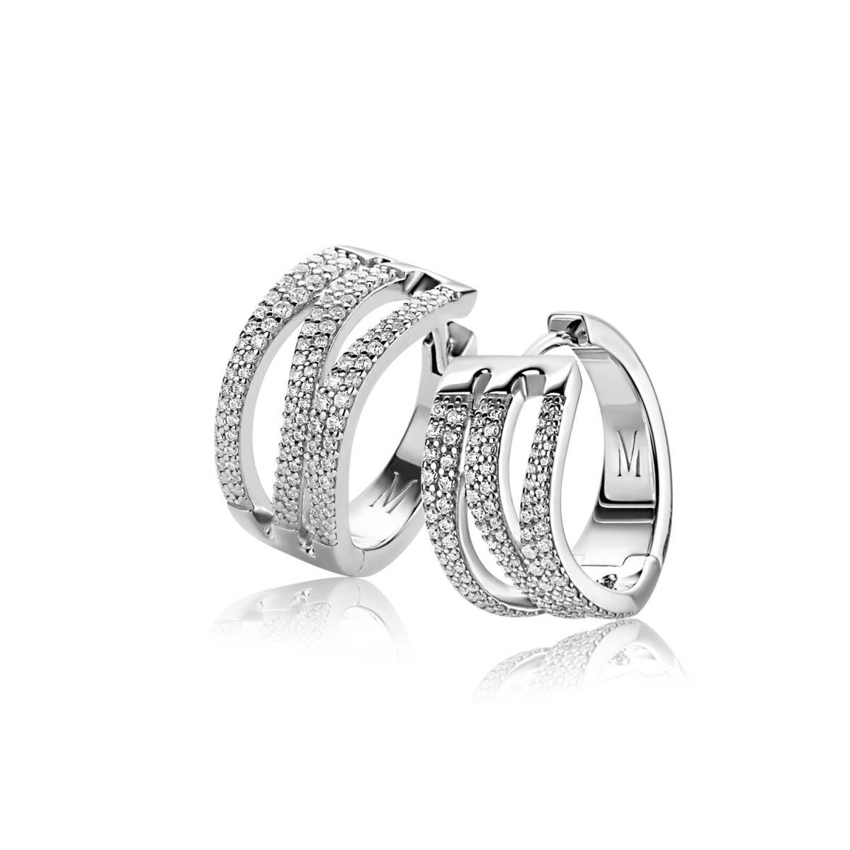 Zinzi x Mart Visser MVO26 zilveren oorringen met zirkonia 10 mm breed - Diameter 18 mm