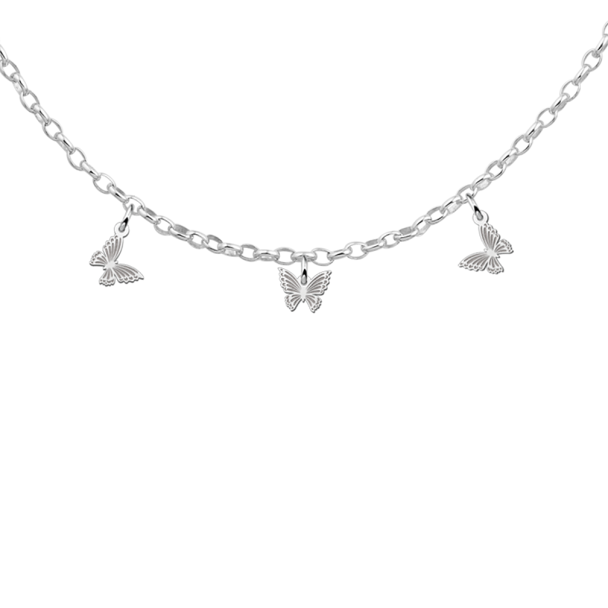 Zilveren ketting met 3 vlinders