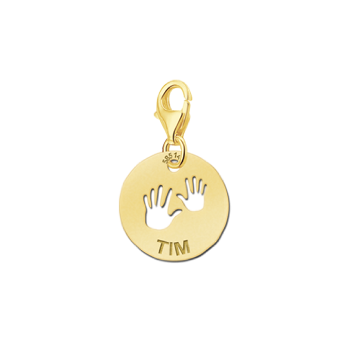 Gouden bedel met naam handjes Names4ever
