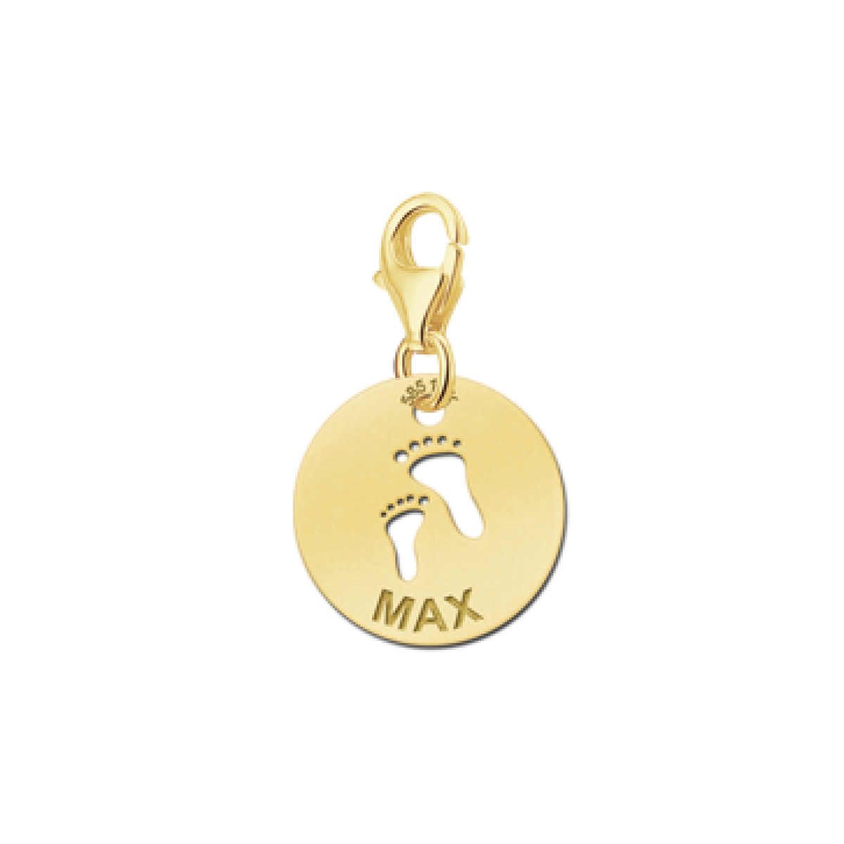 Gouden bedel met naam voetjes Names4ever