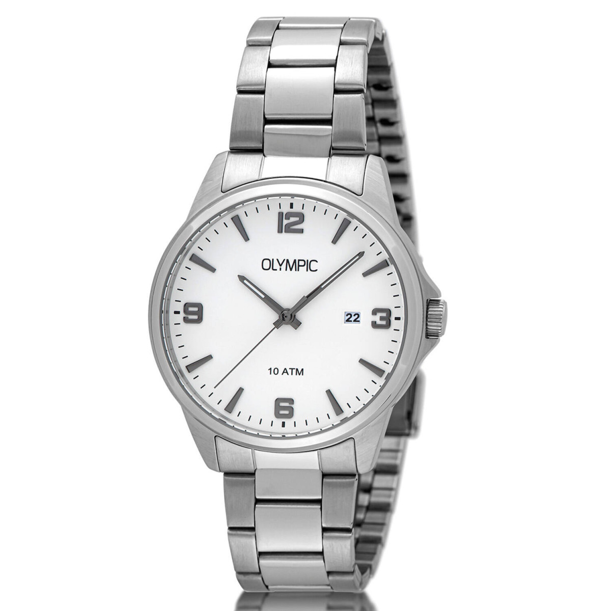 Olympic Glenn OL26HSS315 herenhorloge - Staal met witte wijzerplaat - Rond - Ø 40 mm