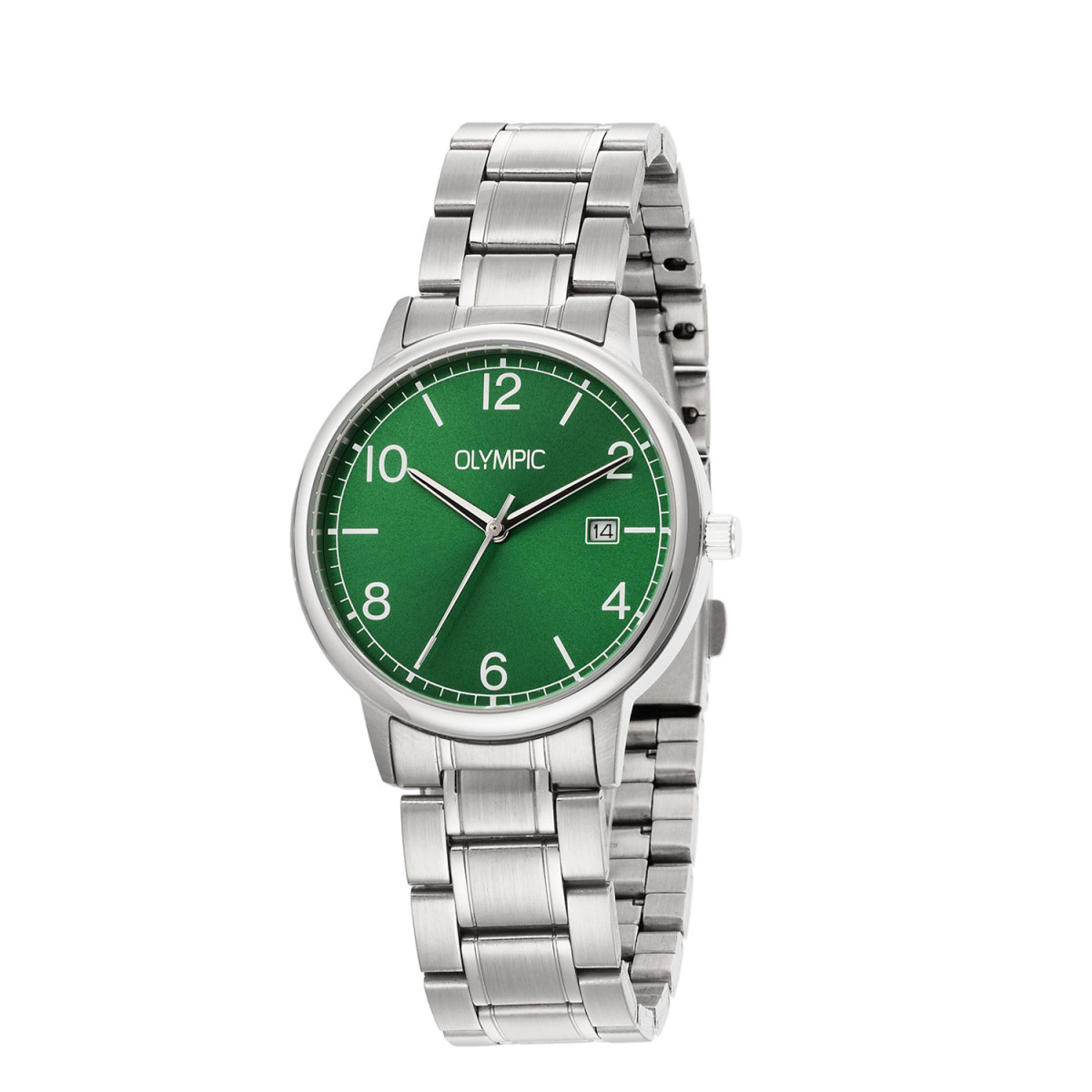 Olympic Henri OL80HSS003 Herenhorloge met groene wijzerplaat en stalen band - Ø 37 mm