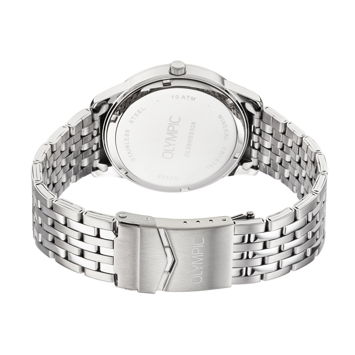 Olympic Julian OL26HSS328 herenhorloge met stalen band en blauwe wijzerplaat - Ø 42 mm