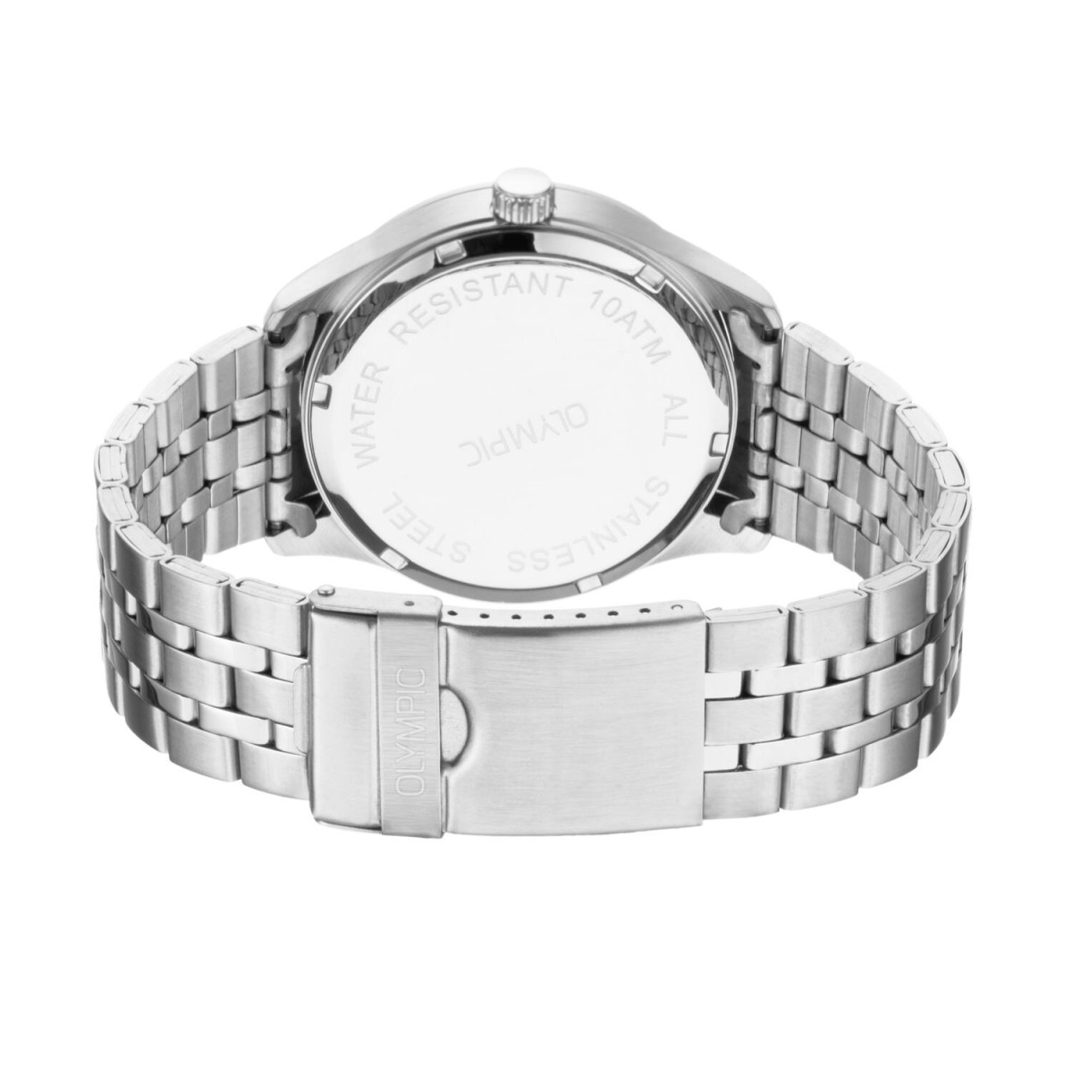 Olympic Jurgen OL72HSS396 herenhorloge - Staal met zwarte wijzerplaat - Rond - Diameter 42 mm