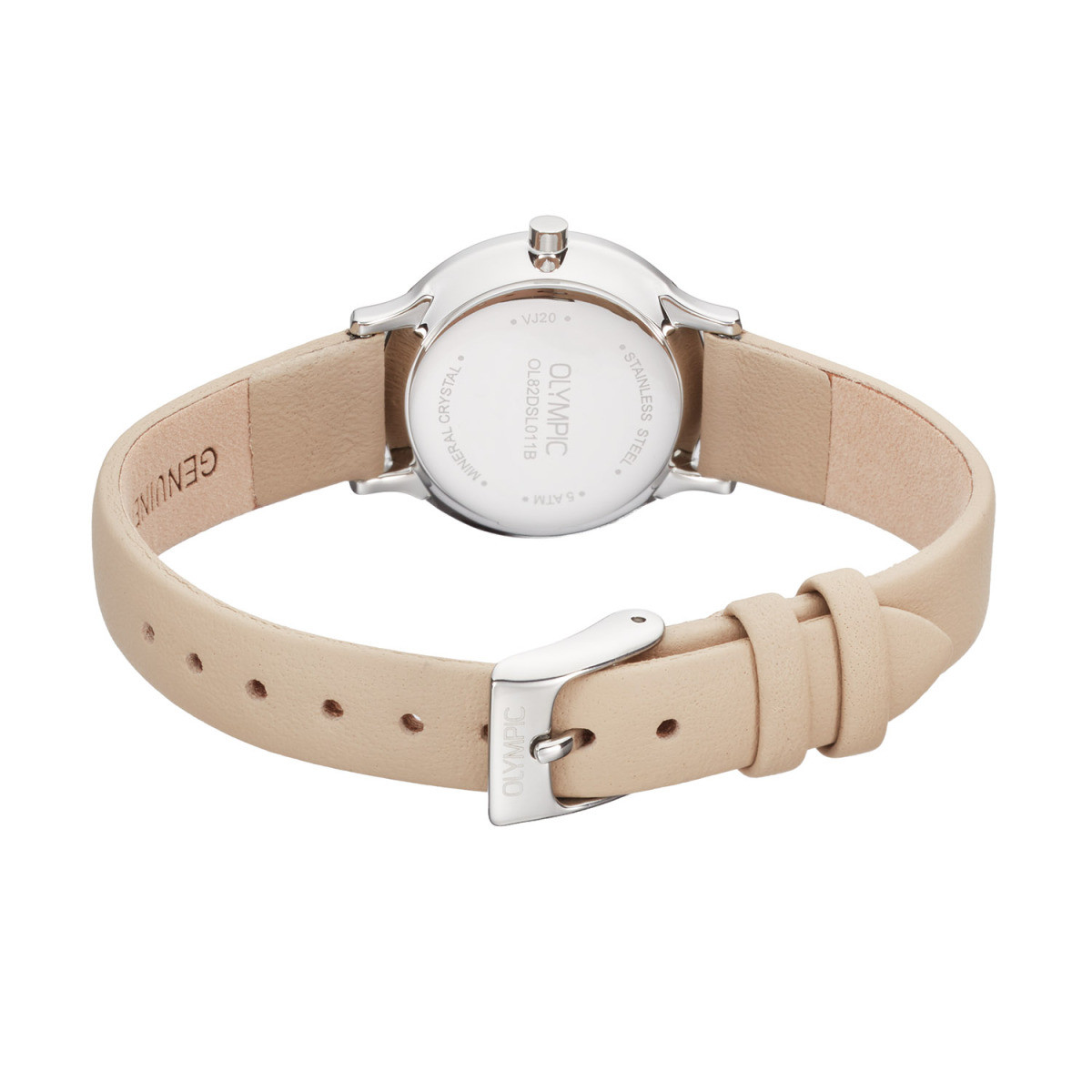 Olympic Lina OL82DSL011B dameshorloge met leren band en stalen kast - Ø 26 mm