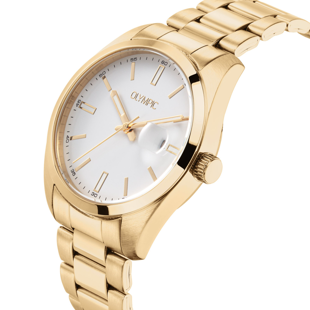 Olympic Louis OL75HDD001 Herenhorloge goudkleurig staal met witte wijzerplaat - Ø 39 mm