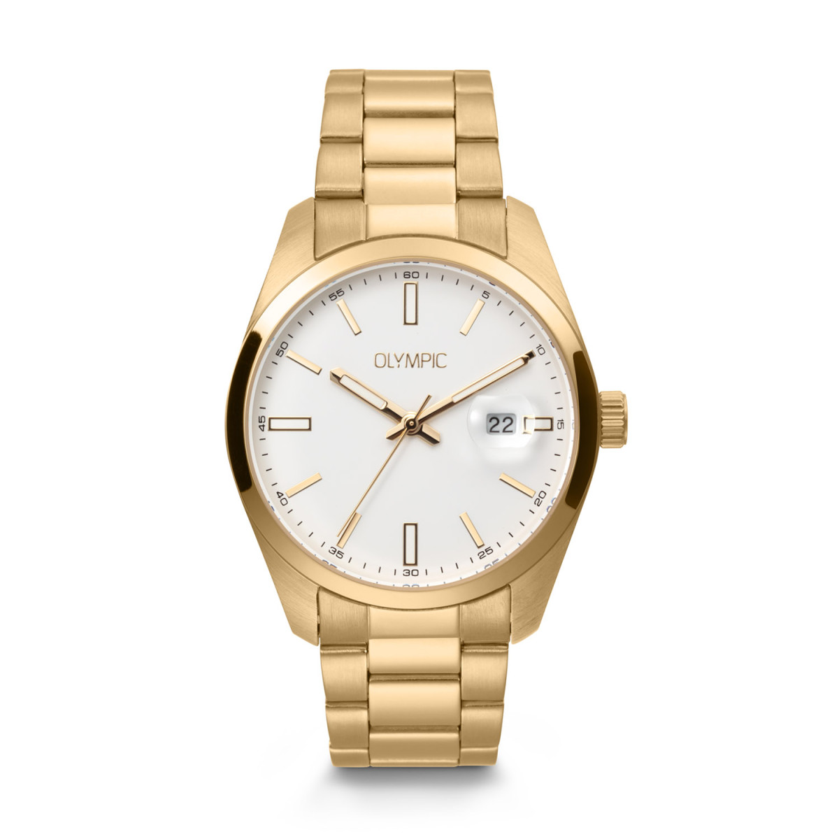 Olympic Louis OL75HDD001 Herenhorloge goudkleurig staal met witte wijzerplaat - Ø 39 mm