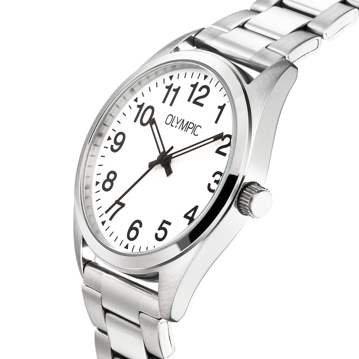 Olympic Marcel OL89HSS078 herenhorloge - Witte wijzerplaat met stalen band - Ø 38 mm