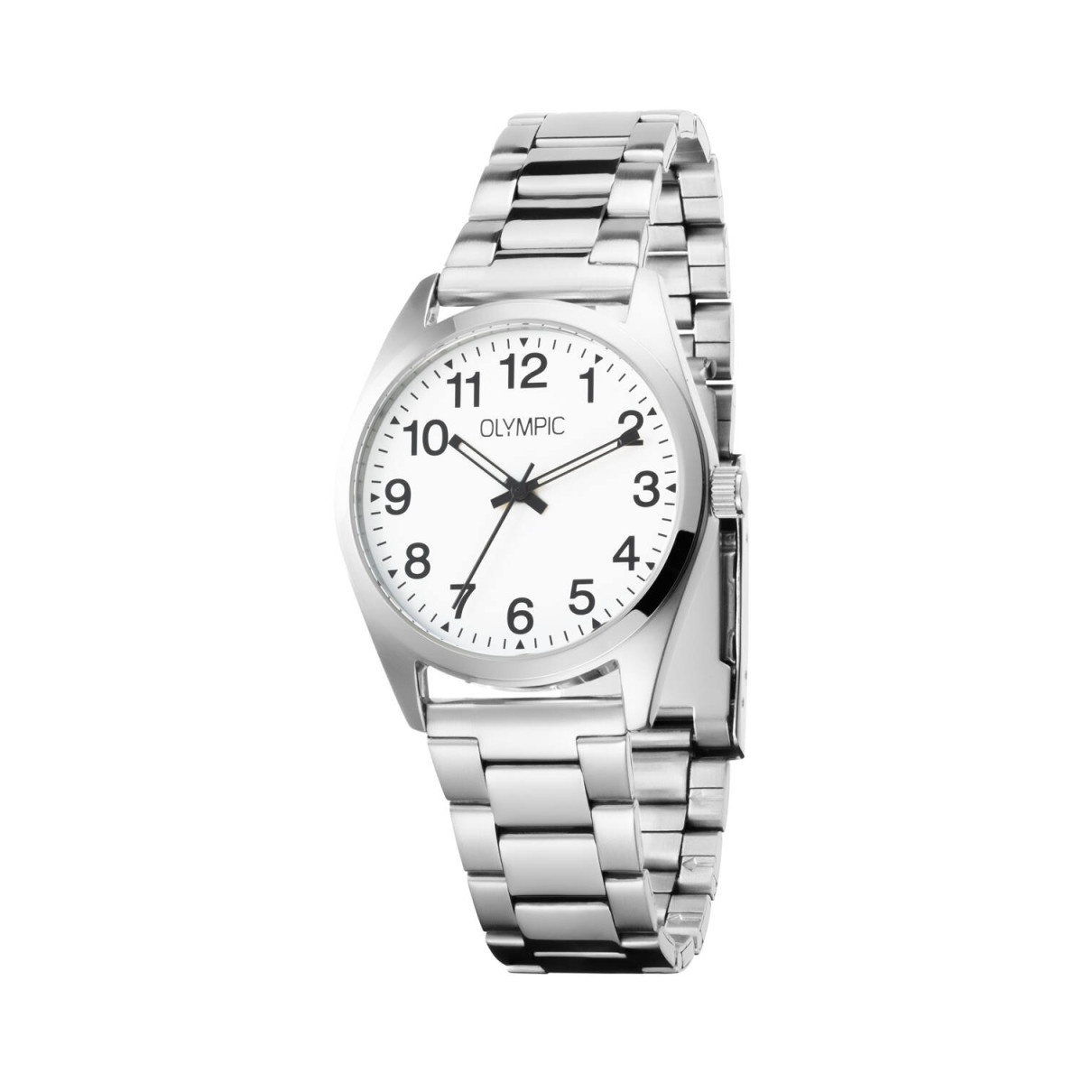 Olympic Marcel OL89HSS078 herenhorloge - Witte wijzerplaat met stalen band - Ø 38 mm