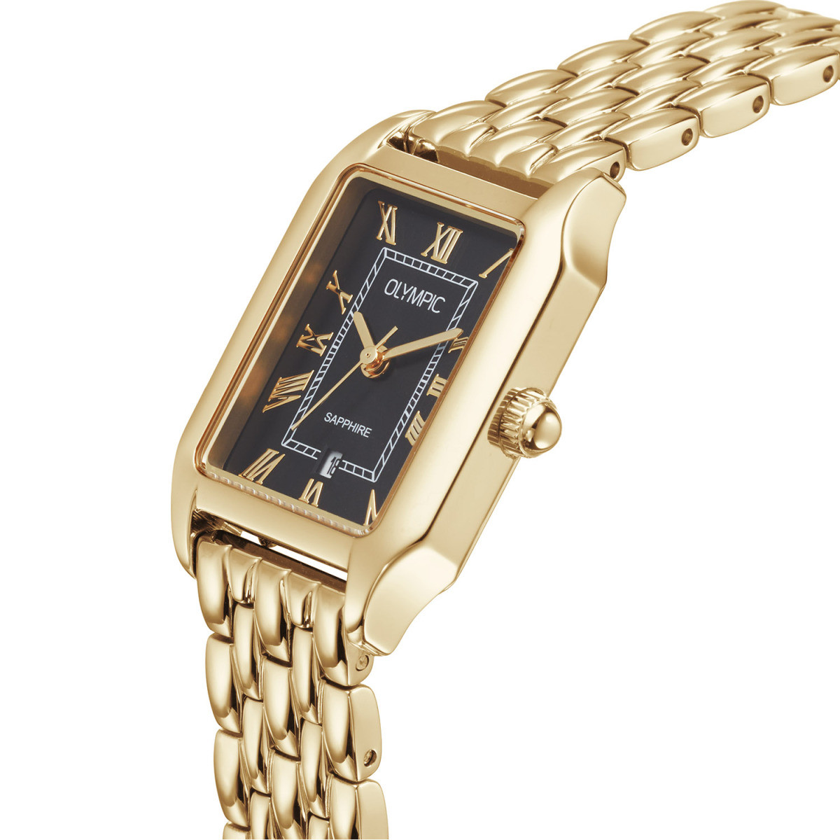 Olympic Nostalgia OL73DDD001 dameshorloge staal met zwarte wijzerplaat - Ø 33 mm