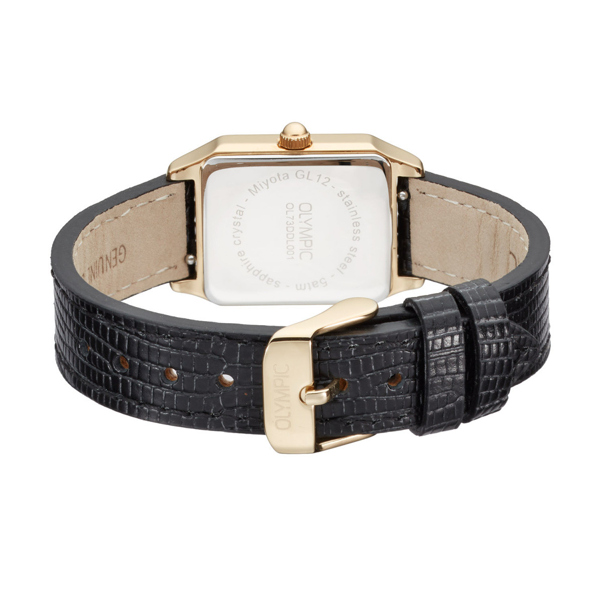 Olympic Nostalgia OL73DDL001 dameshorloge van staal met leren band - Ø 33 mm
