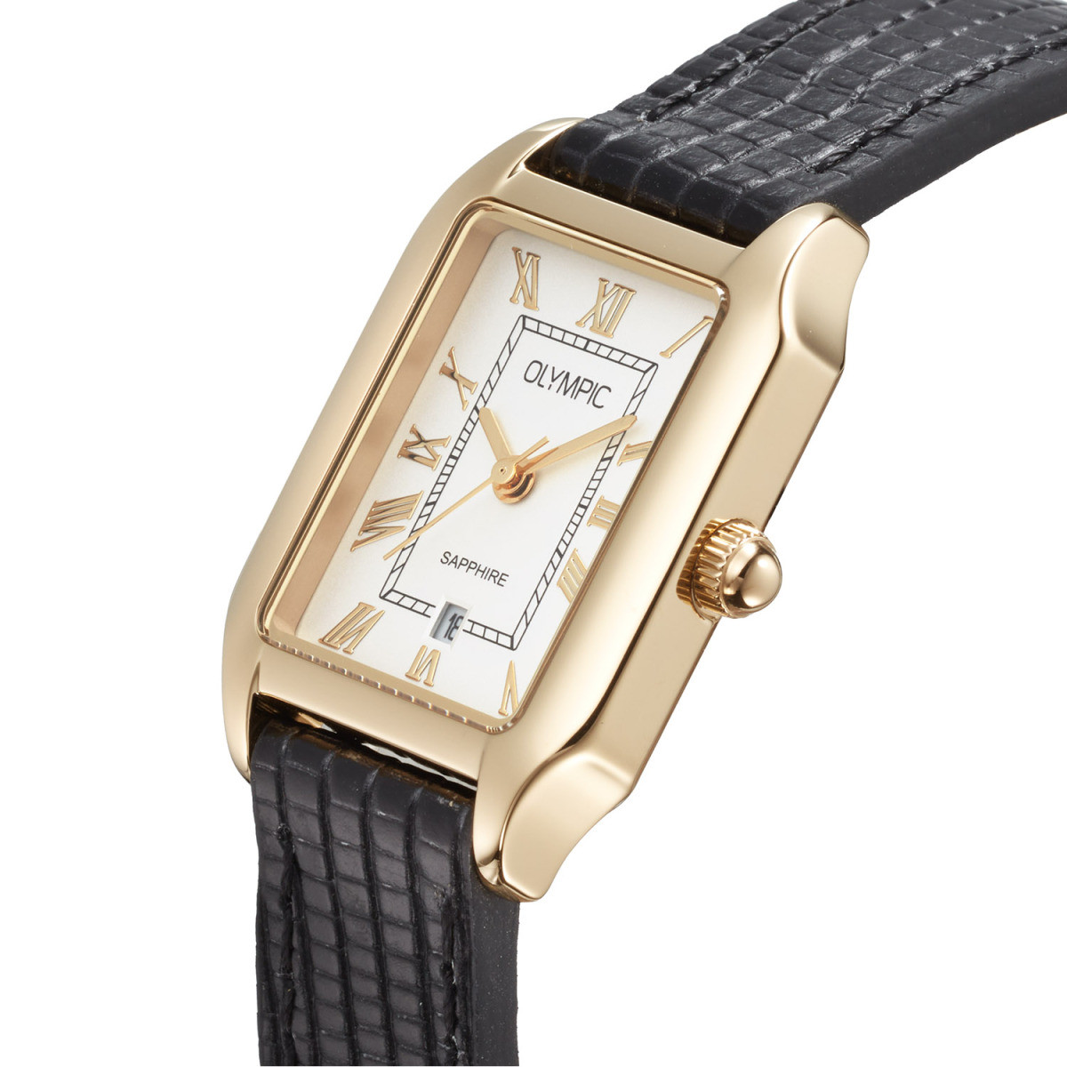 Olympic Nostalgia OL73DDL001 dameshorloge van staal met leren band - Ø 33 mm