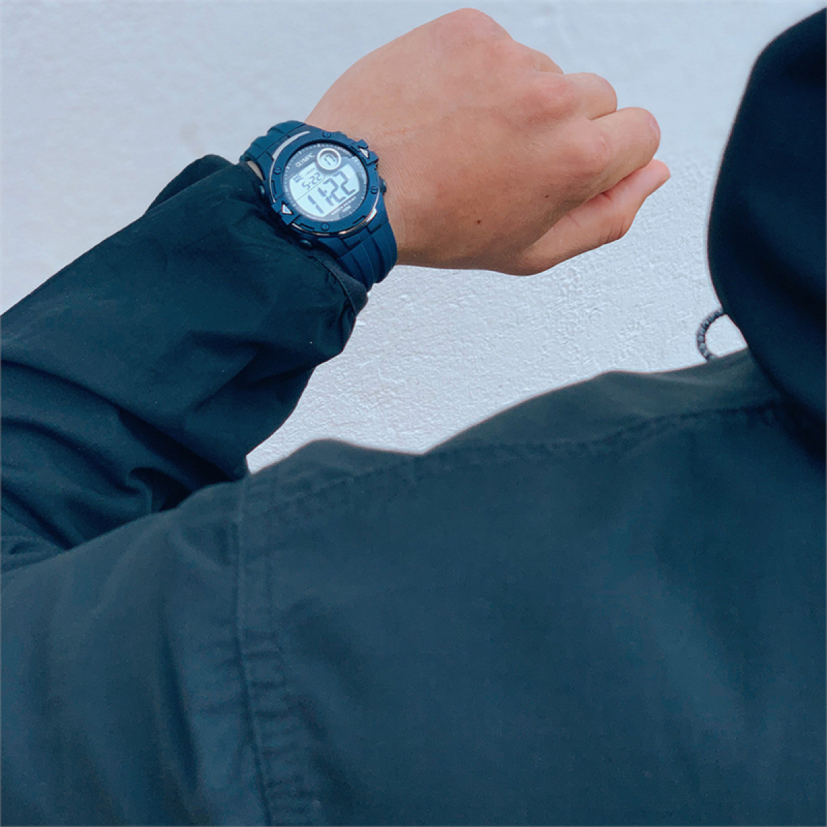 Olympic OL45HKR009 digitaal herenhorloge met zwarte siliconen band - Ø 42 mm