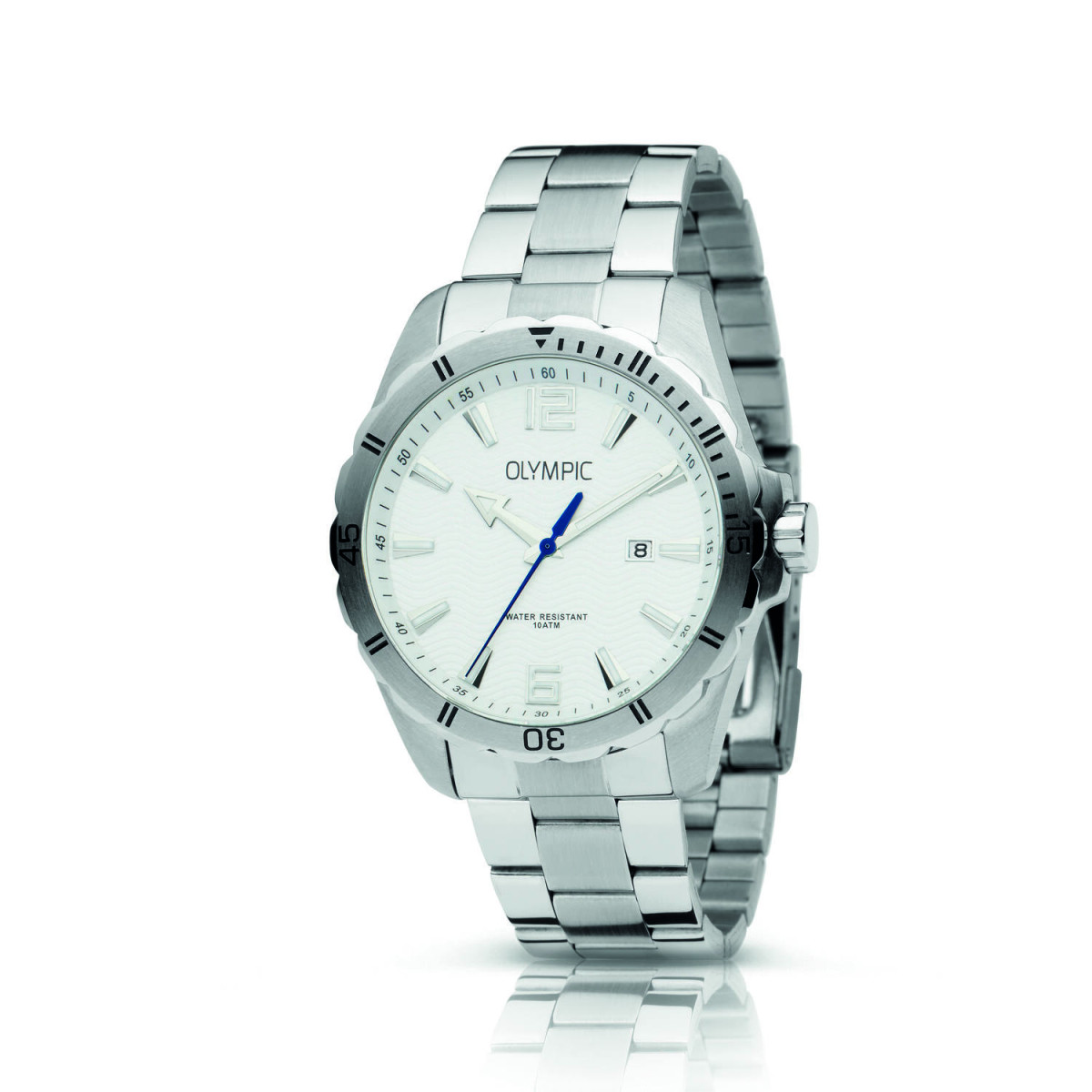 Olympic Pieter OL72HSS248 herenhorloge - Staal met witte wijzerplaat - Ø 43 mm