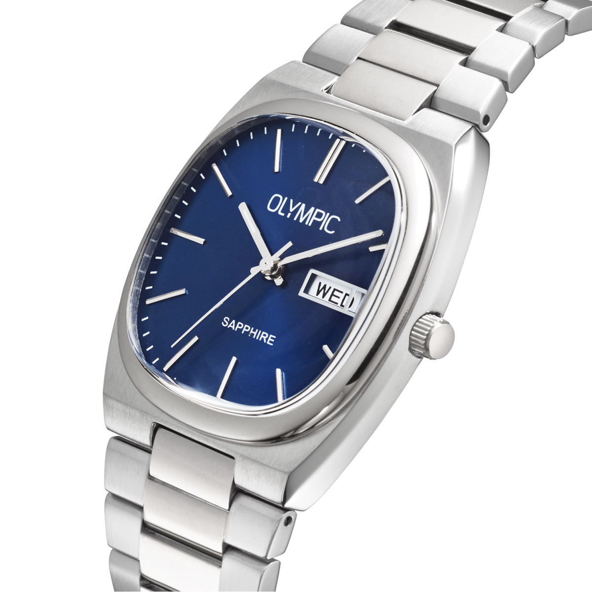 Olympic Revival OL89HSS082 herenhorloge van staal met blauwe wijzerplaat - Ø 36 mm