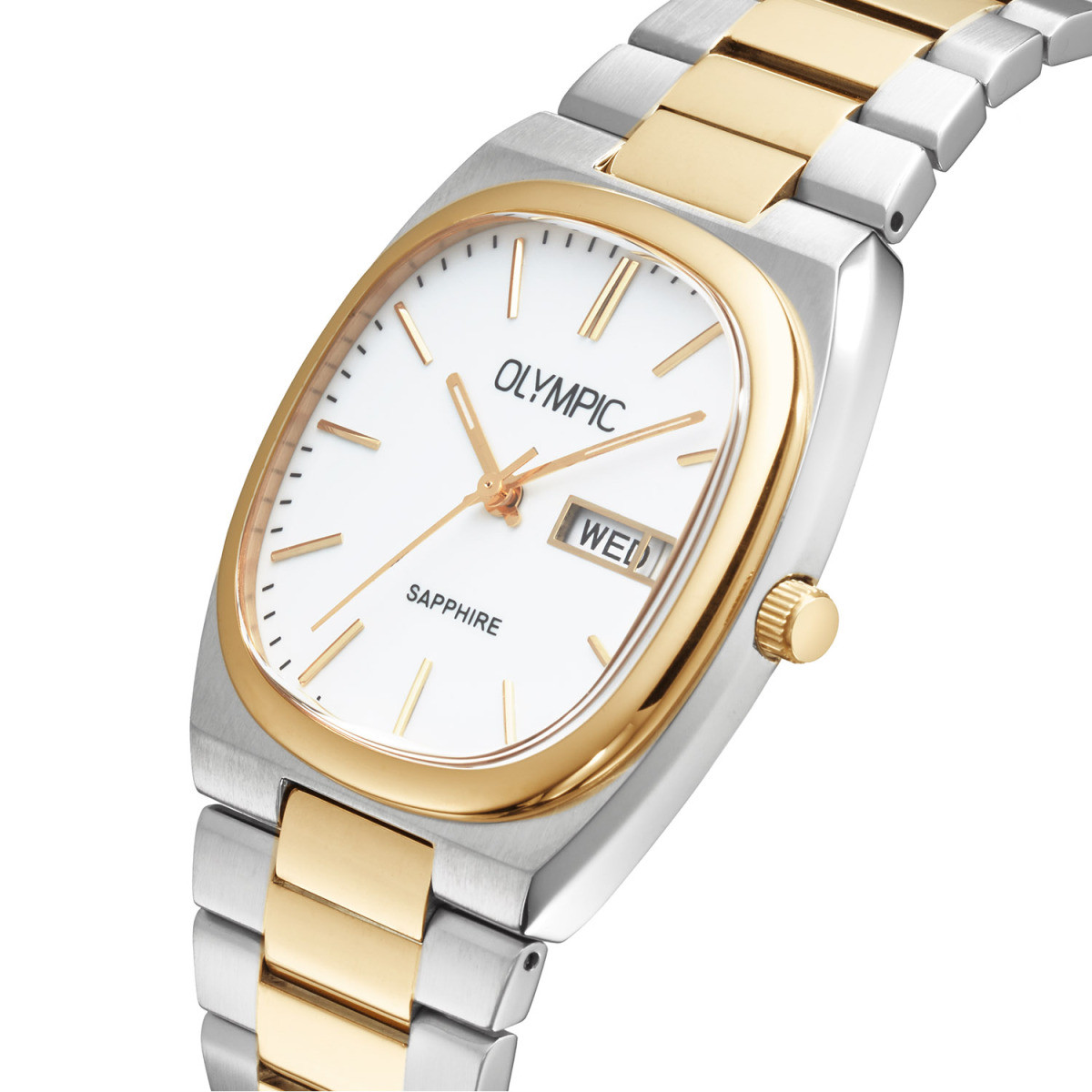 Olympic Revival OL89HSS084B herenhorloge bicolor met datum en witte wijzerplaat - Ø 36 mm