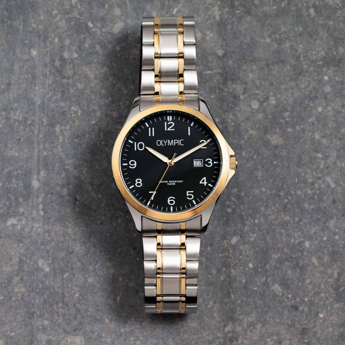 Olympic Robin OL72HSS398B herenhorloge - Blauwe wijzerplaat met bicolor stalen band - Ø 40 mm