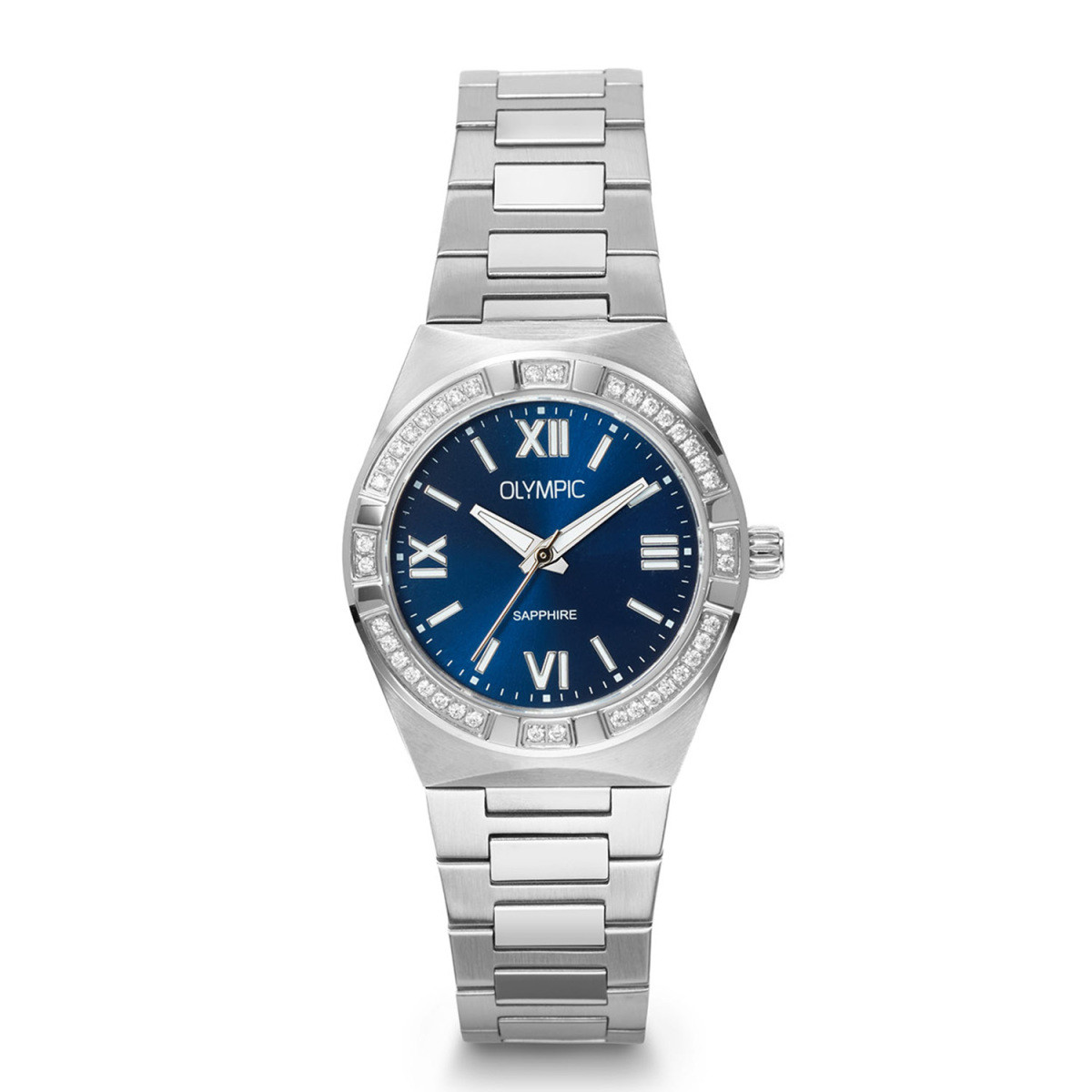 Olympic Shine OL73DSS004 dameshorloge van staal met blauwe wijzerplaat - Ø 29 mm