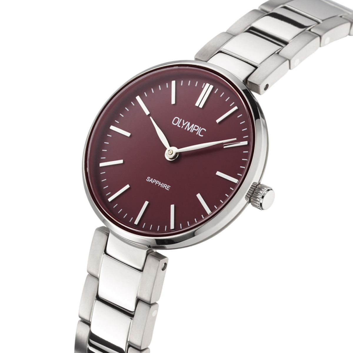 Olympic Titanium OL80DTT001 Dameshorloge met titanium kast en rode/paarse wijzerplaat - Ø 28 mm
