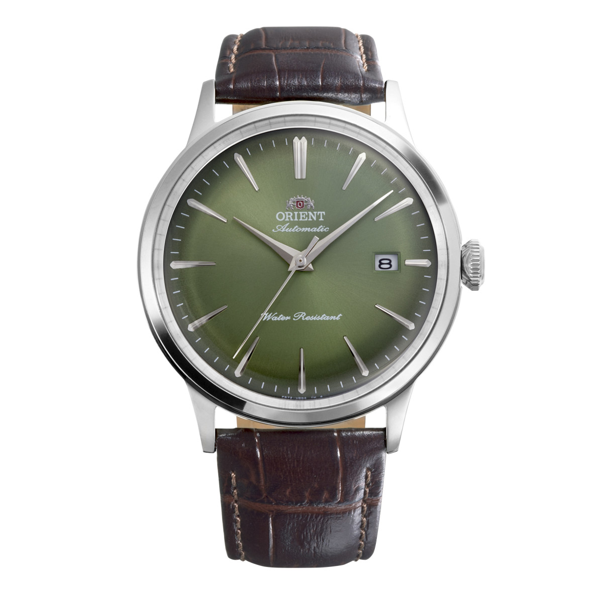 Orient Bambino OR-RA-AC0029E30B automatisch horloge met groene wijzerplaat en bruine band - Ø 41 mm