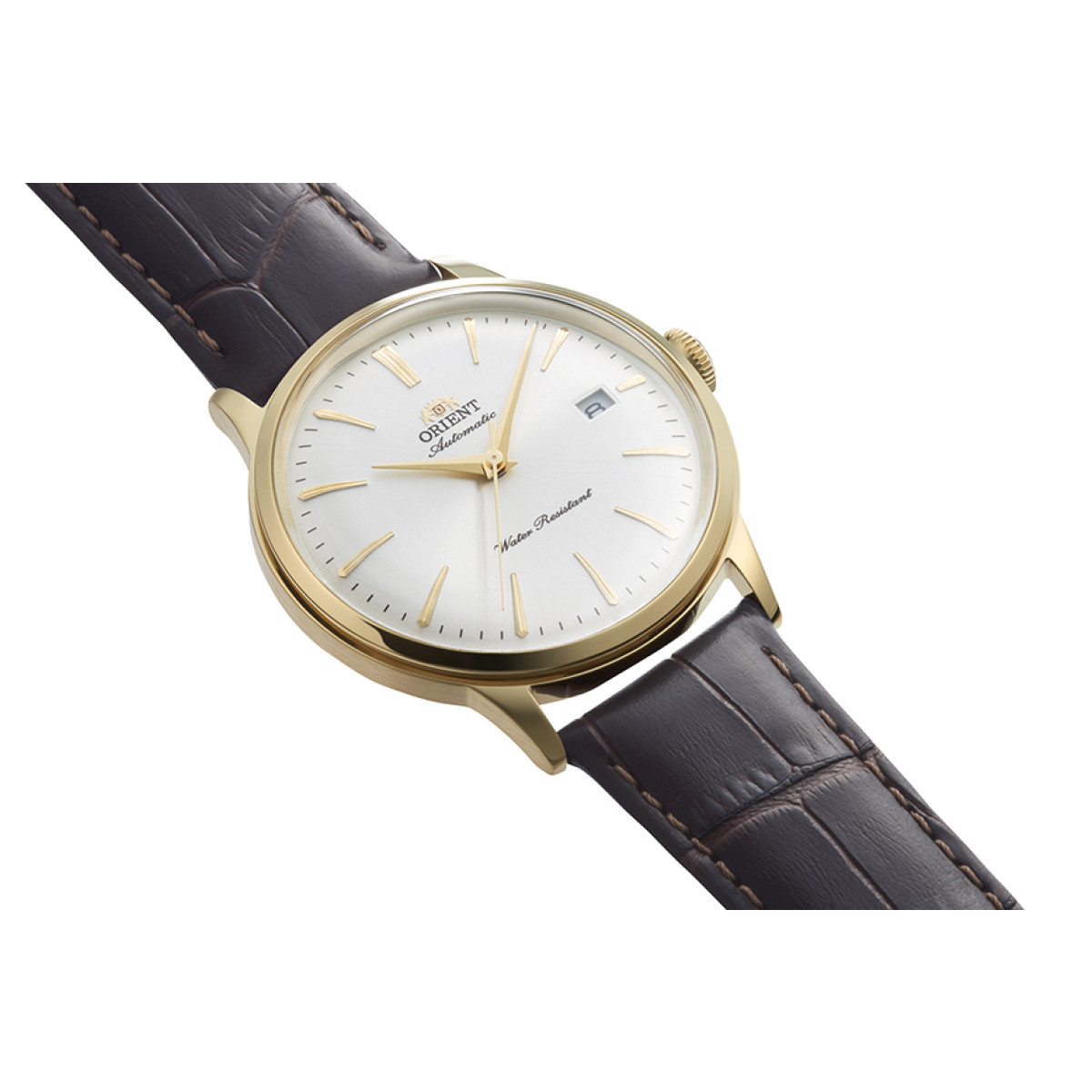 Orient Bambino RA-AC0028S30B automatisch horloge met bruine leren band en goudkleurige kast - Ø 41 mm