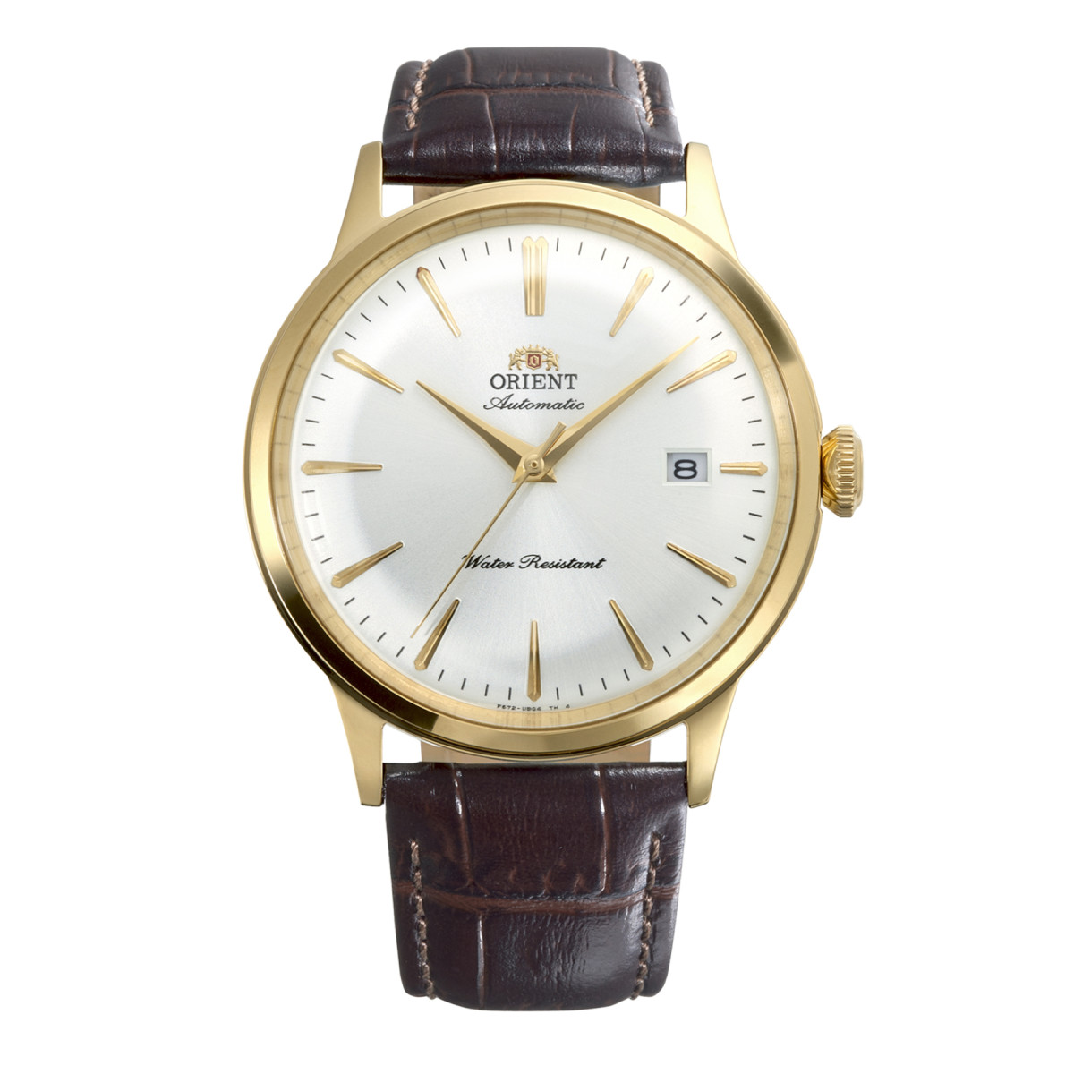 Orient Bambino RA-AC0028S30B automatisch horloge met bruine leren band en goudkleurige kast - Ø 41 mm