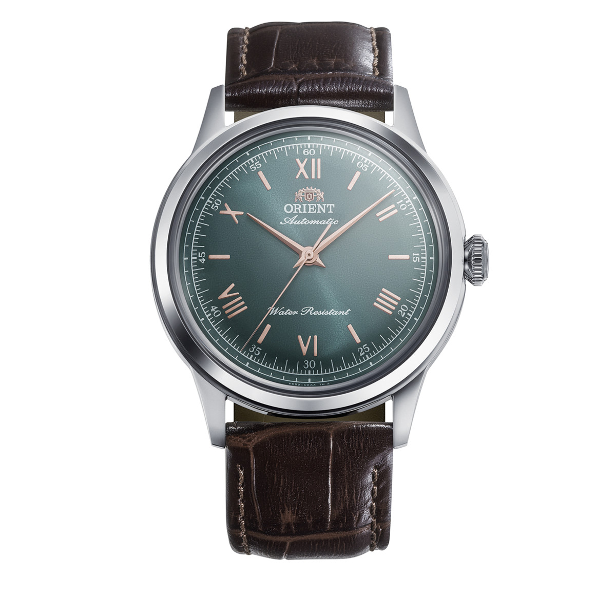 Orient Bambino RA-BB0001E30B herenhorloge met groene wijzerplaat en lederen band