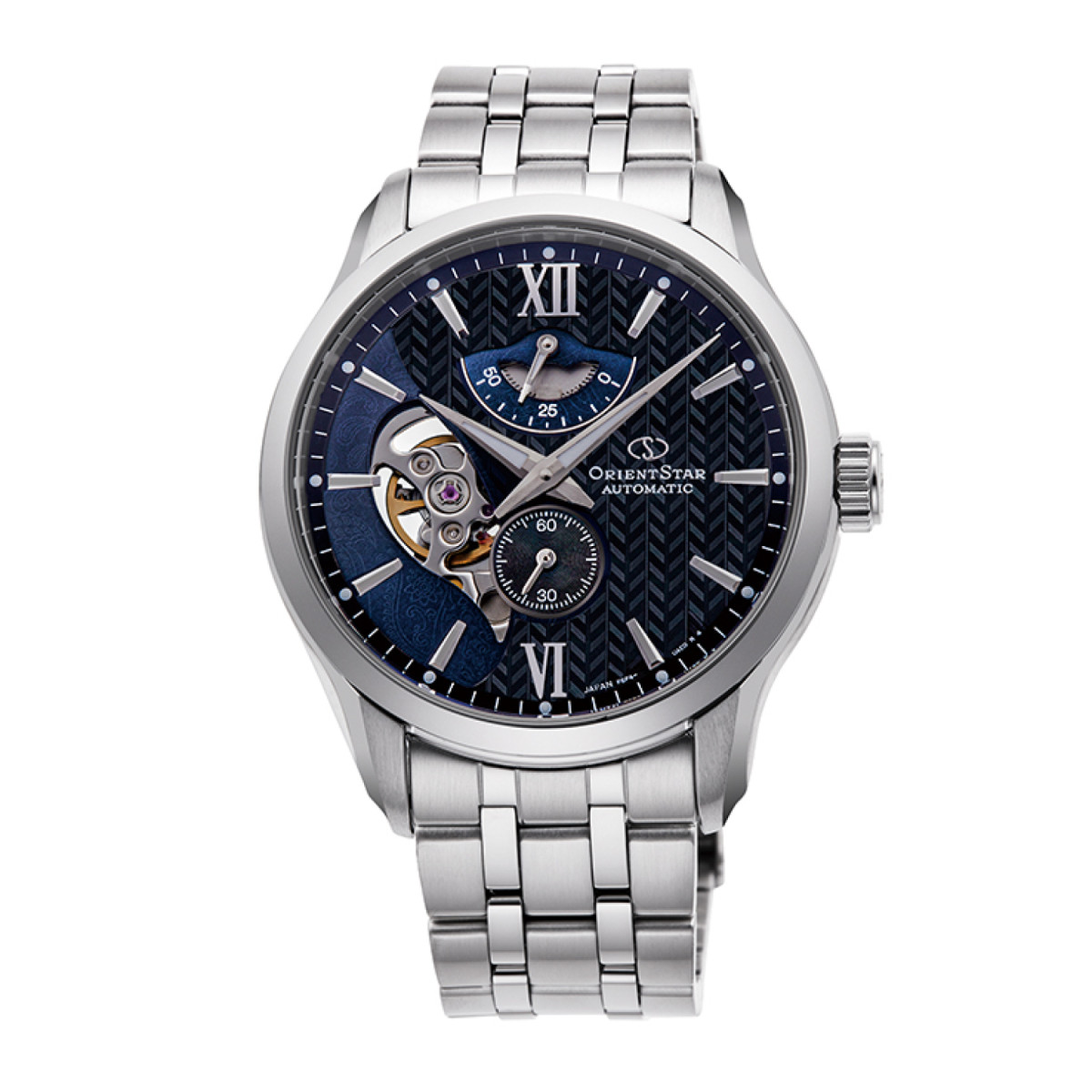 Orient Star Contemporary Automatic RE-AV0B03B00B Herenhorloge met stalen band en zwarte wijzerplaat - Ø 42 mm
