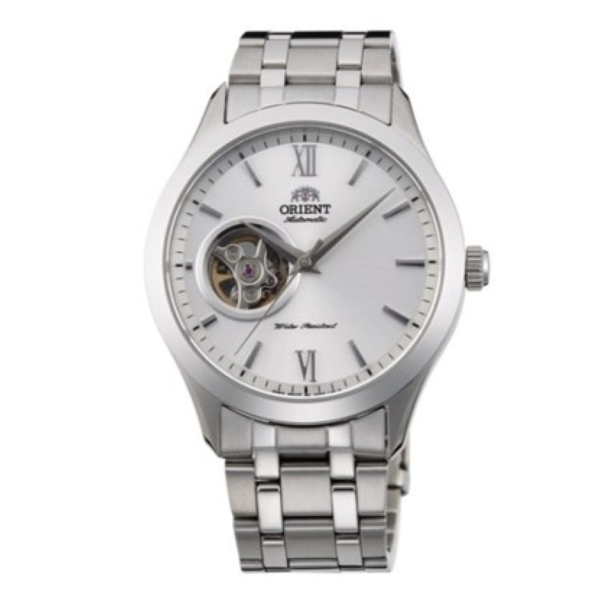 Orient TAG03001W0 herenhorloge zilverkleurig staal met witte wijzerplaat - Ø39 mm