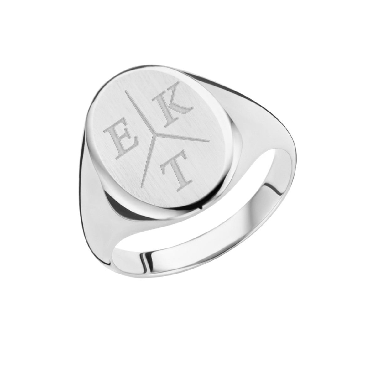 Names4ever ovale zegelring met initialen zilver