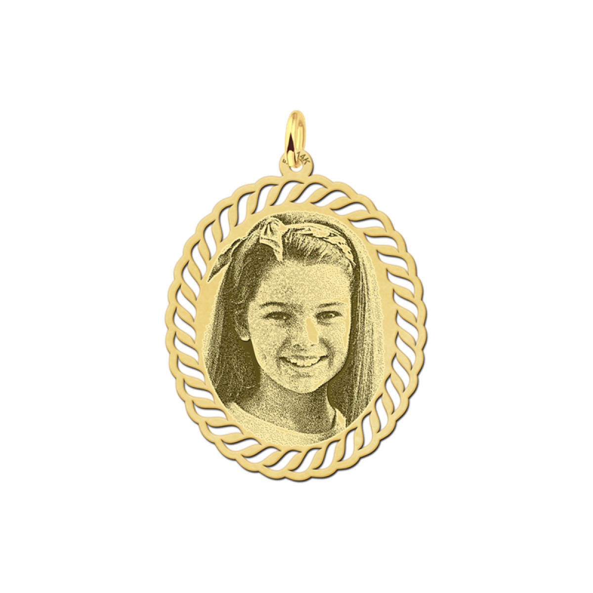Ovalen hanger met foto van goud - 28 x 23 mm - Names4ever