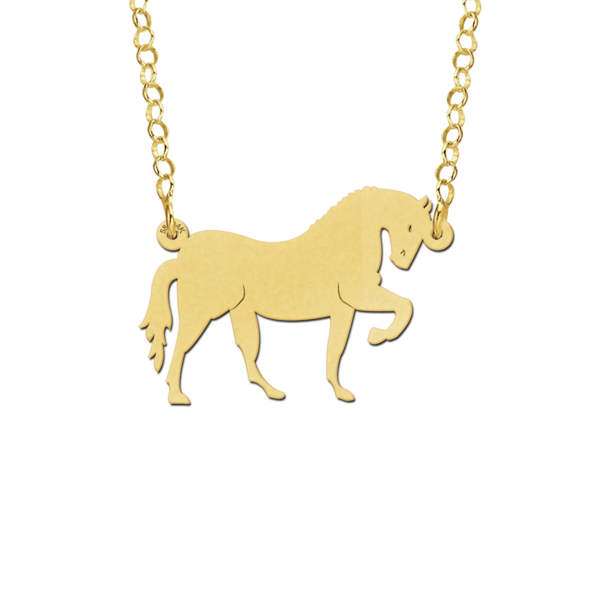 Gouden paard hanger aan ketting