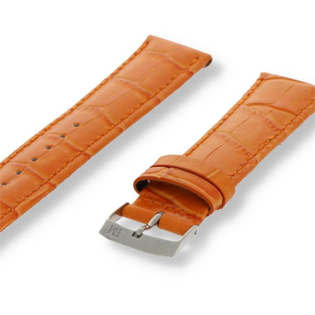 Morellato PMX086SAMBA oranje leren horlogeband met kroko patroon en zilverkleurige gesp