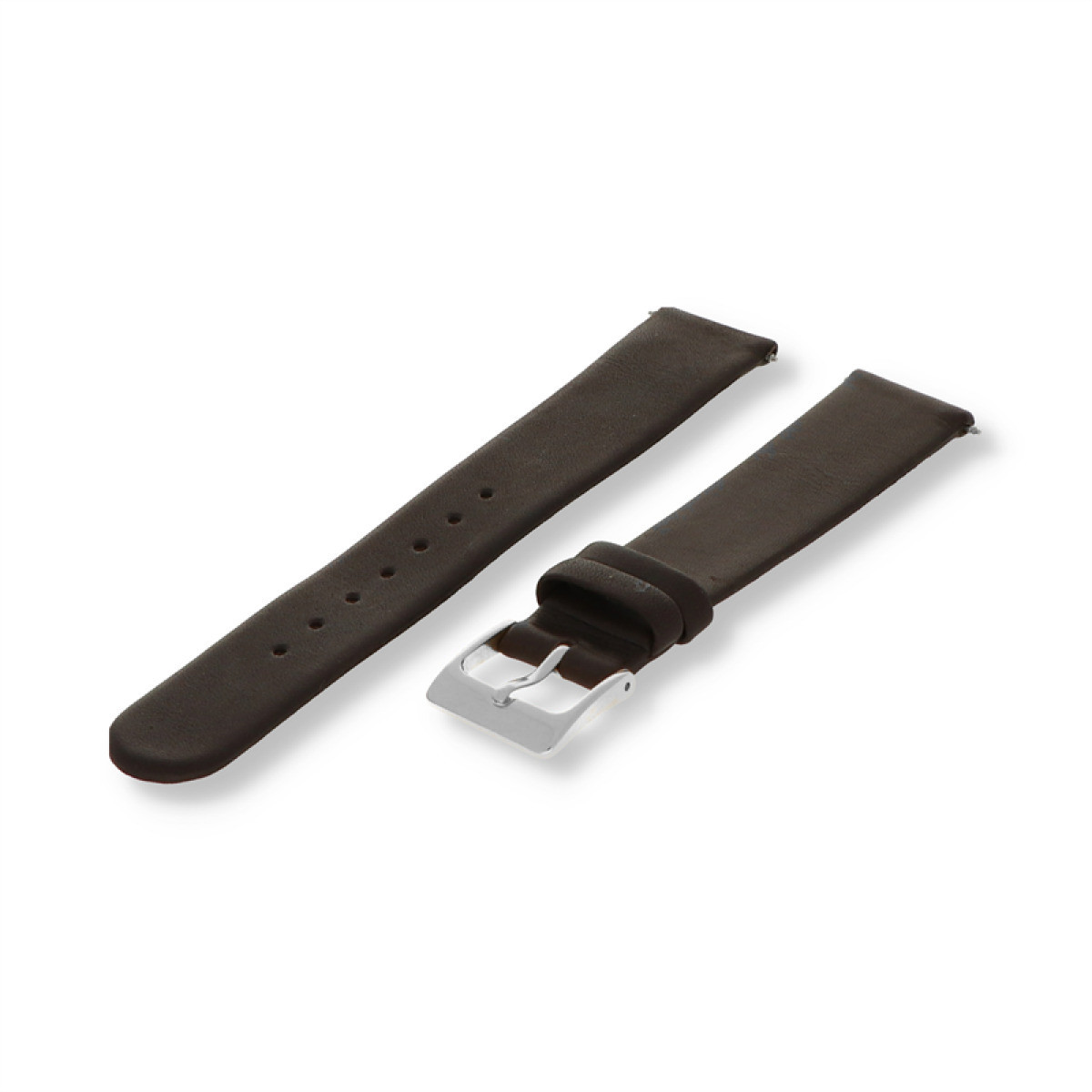 Pex PX12.659DB horlogeband met zilverkleurige gesp-sluiting van bruin leer