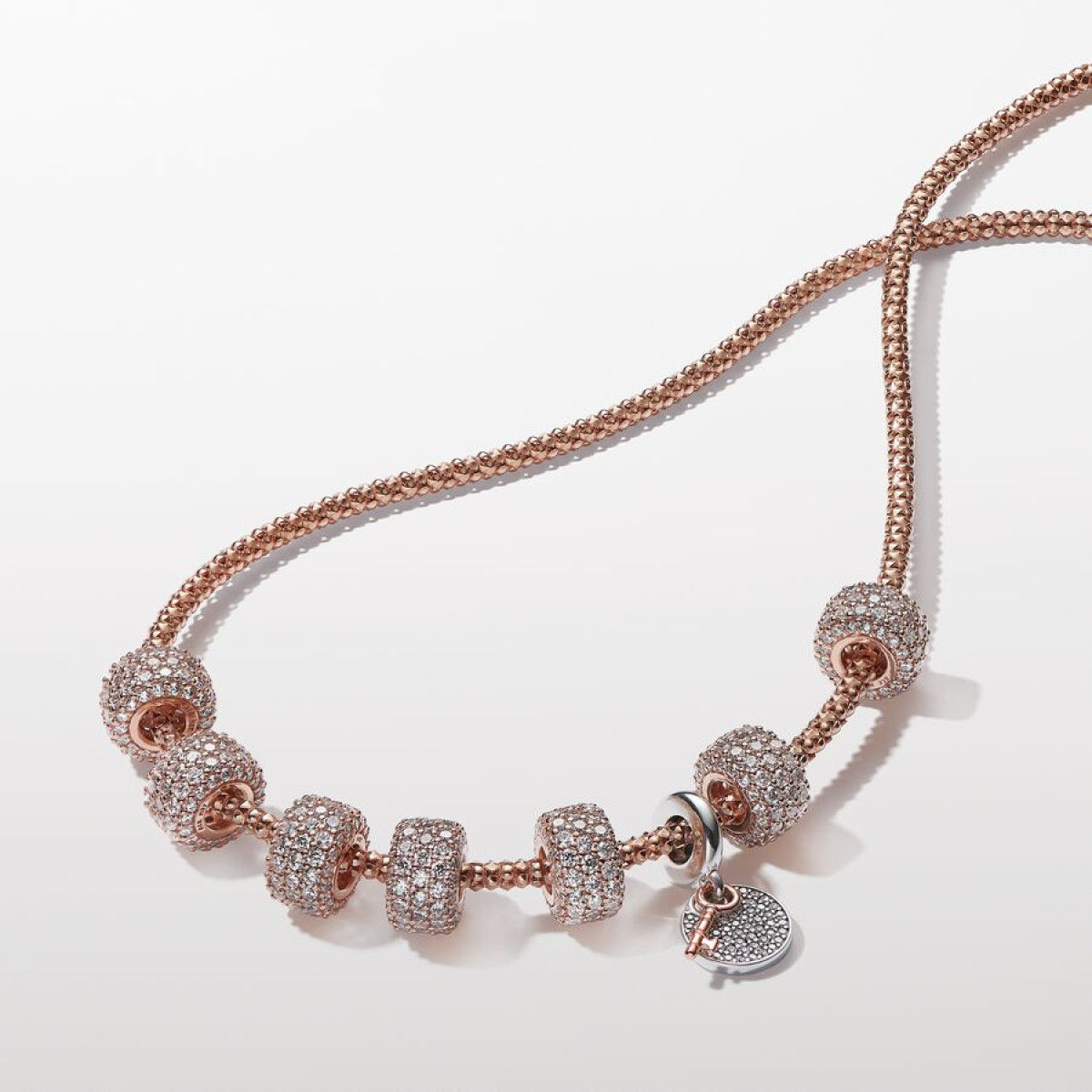 Pandora Moments 783236C01 hangende bedel met sleutel, tekst en transparante zirkonia