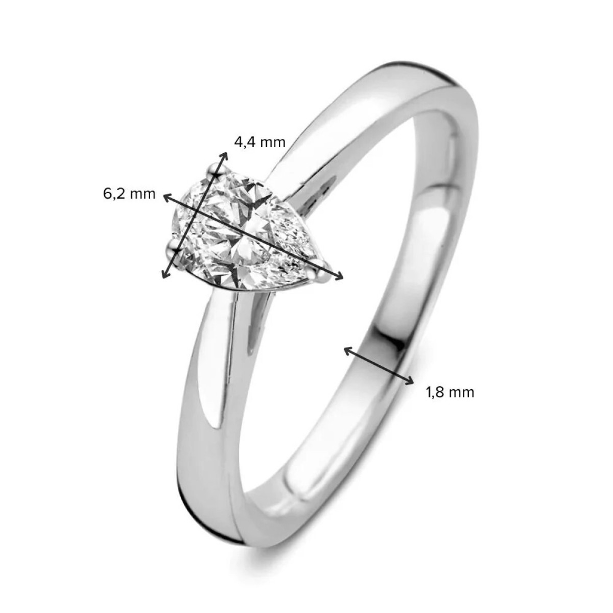 Aurore Ava RA25710030 diamanten ring 18-karaat witgoud met lab grown diamant 0.30 crt