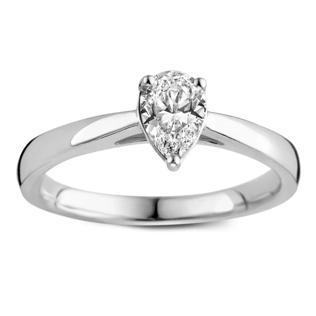 Aurore Ava RA25710050 witgouden solitaire ring met peer lab grown diamant 0.50 crt