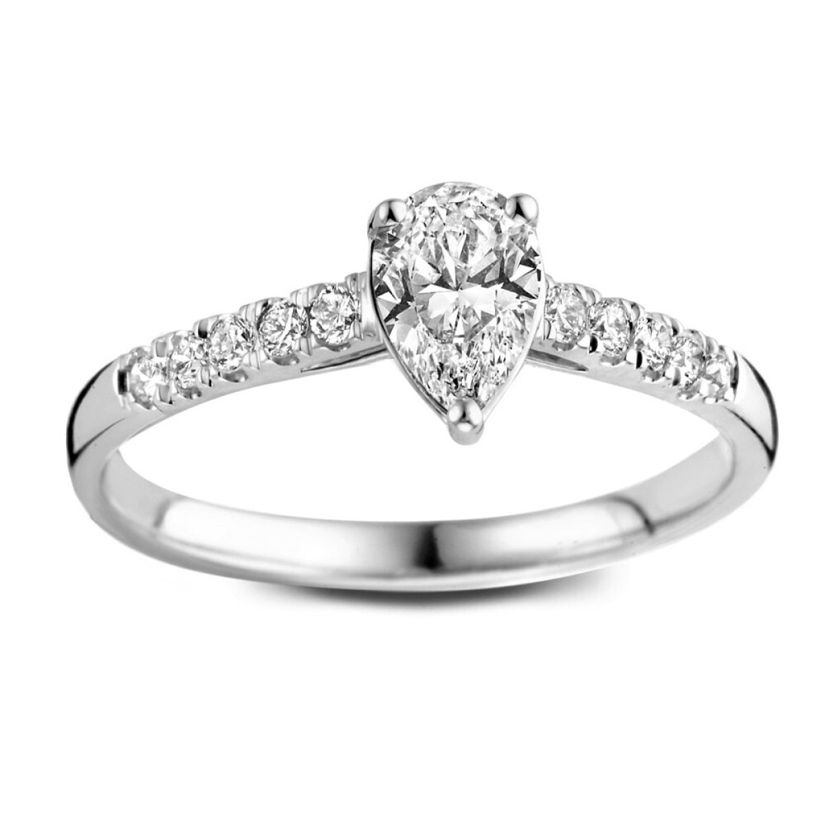 Aurore Ava RA25720048 witgouden verlovingsring met peer geslepen lab grown diamant 0.48 crt